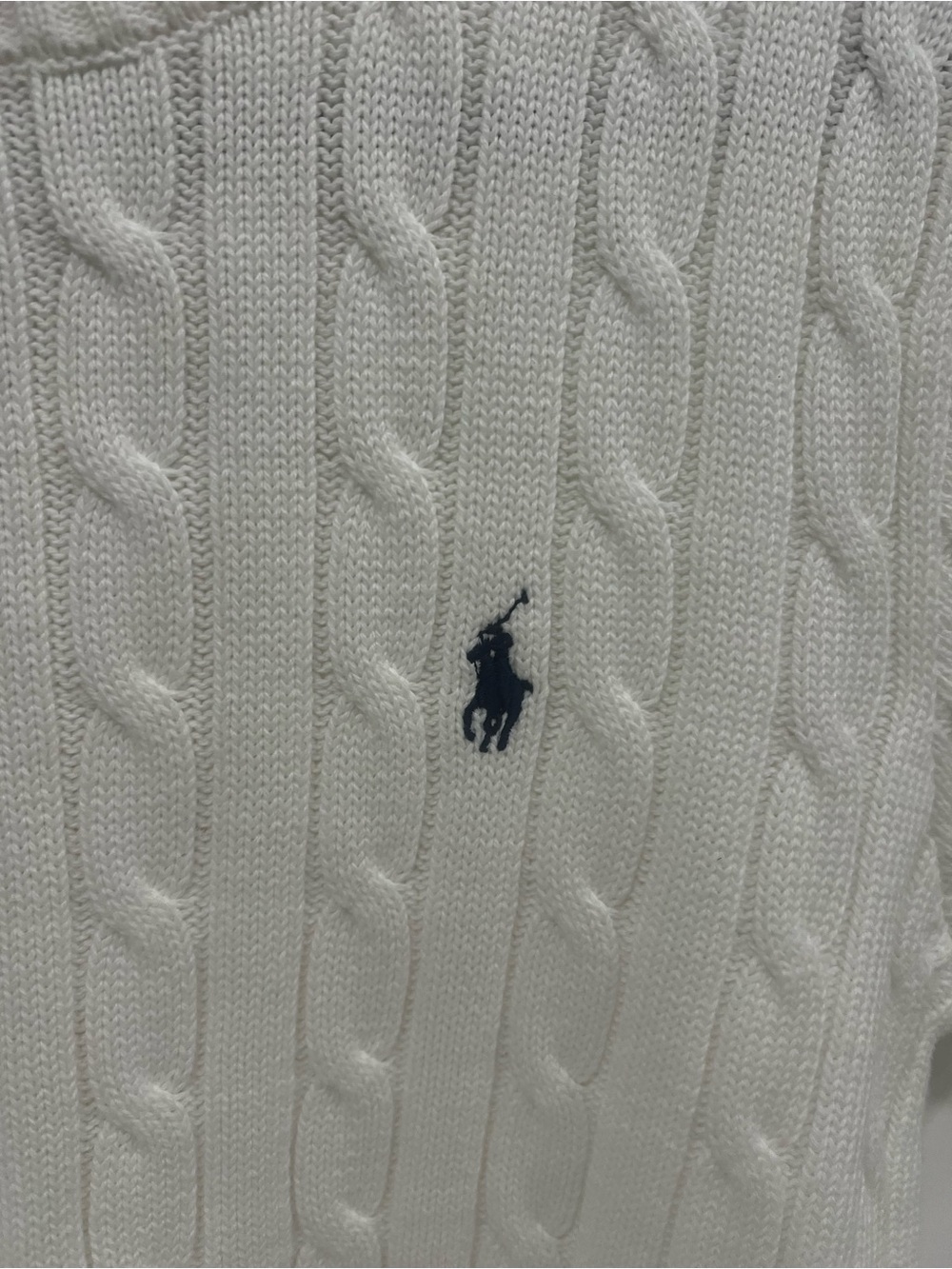 Polo by Ralph Lauren Women White Cable-Knit Short Sleeve Sweater - Picture 4 of 4